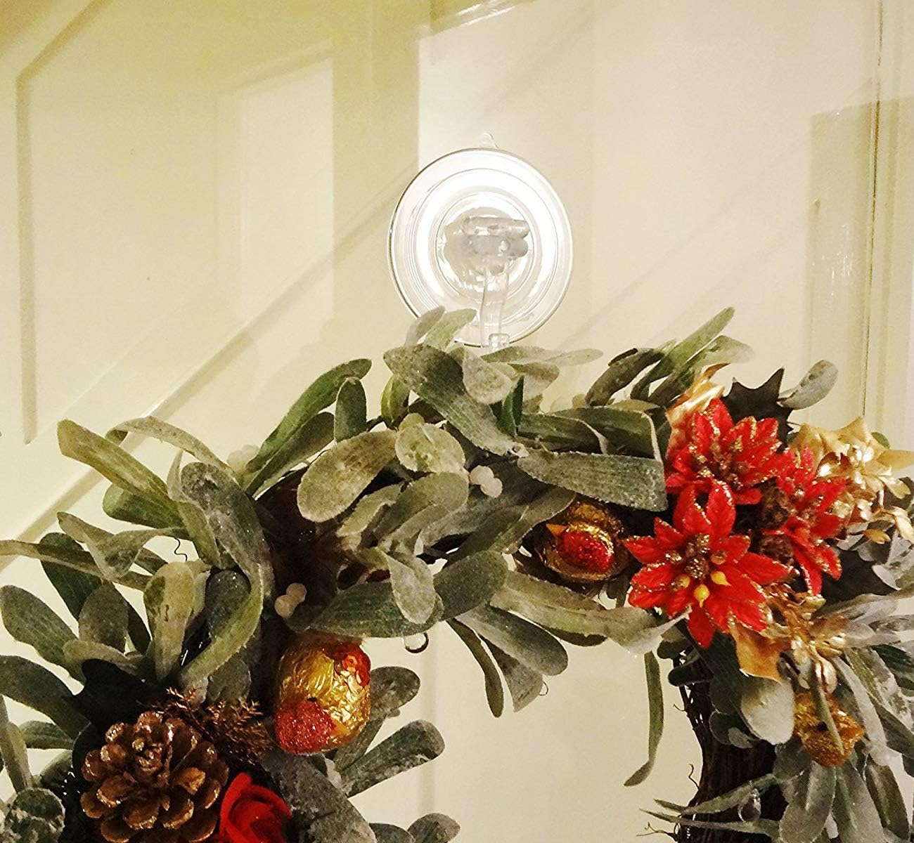 Christmas Wreath Holders Glass Window Door Hooks 6PCS
