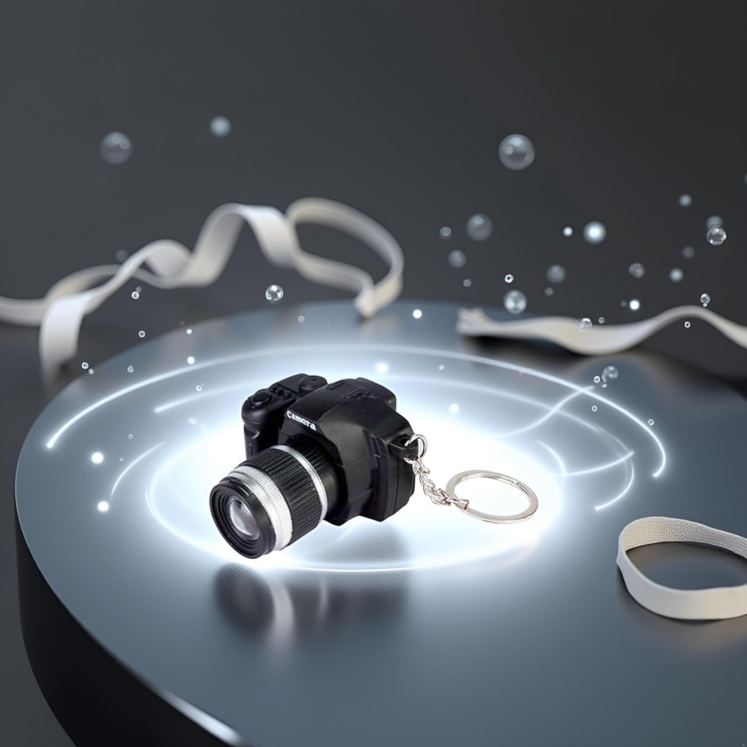 Black Camera LED Keychain with Sound