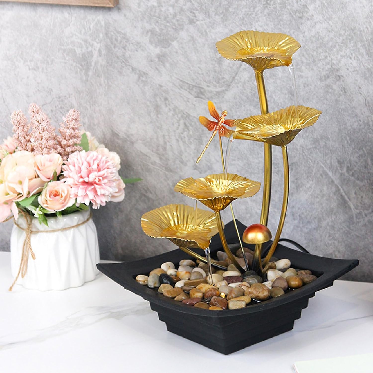 APLUSH Tabletop Fountain with River Rocks