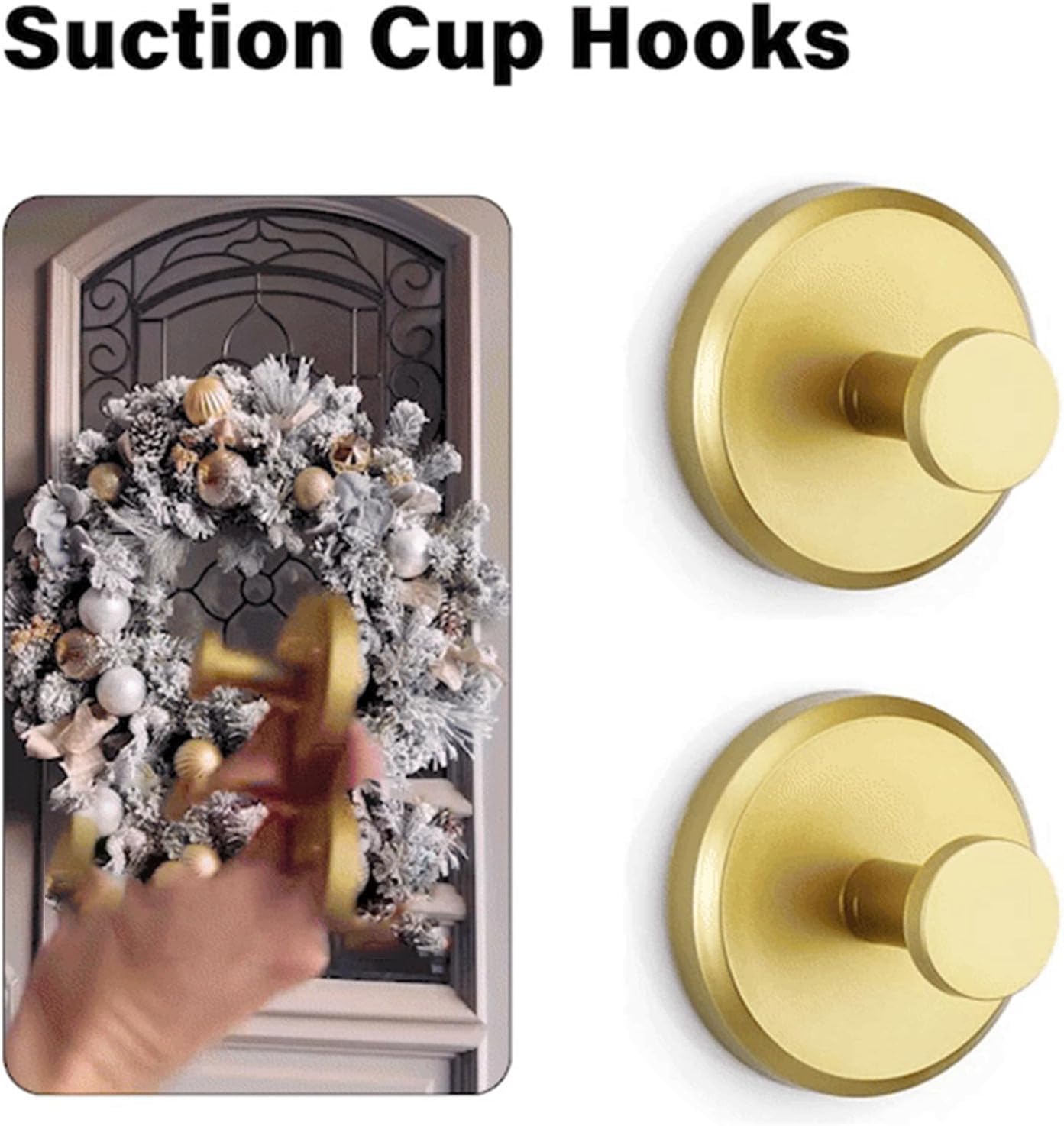 Heavy Duty Suction Cup Wreath Hanger for Glass Doors 2Pcs