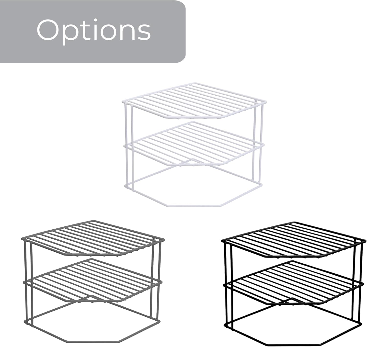 3-Tier Kitchen Corner Shelf Rack - Steel Frame - Black