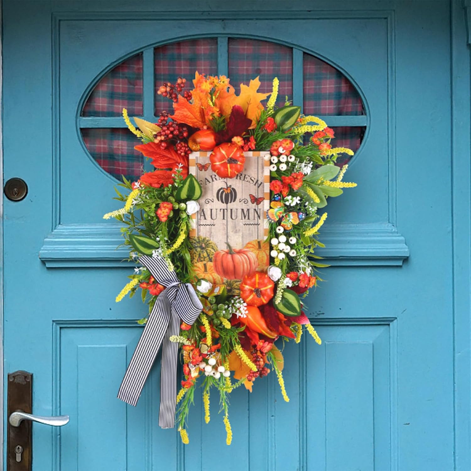 Thanksgiving Wooden Door Wreath Decor Hanger