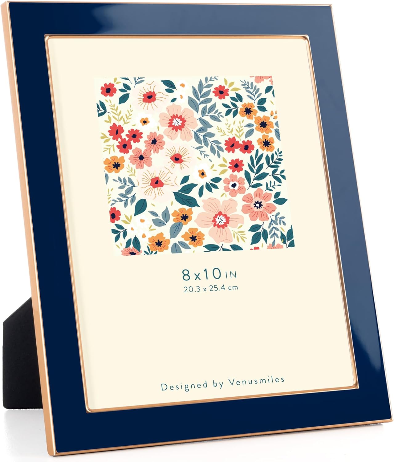 8x10 Enamel Picture Frame with Gold Edge and Easel