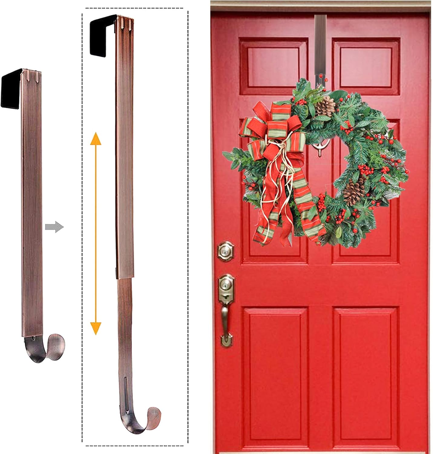 Adjustable Wreath Hanger for Door 20lbs Capacity