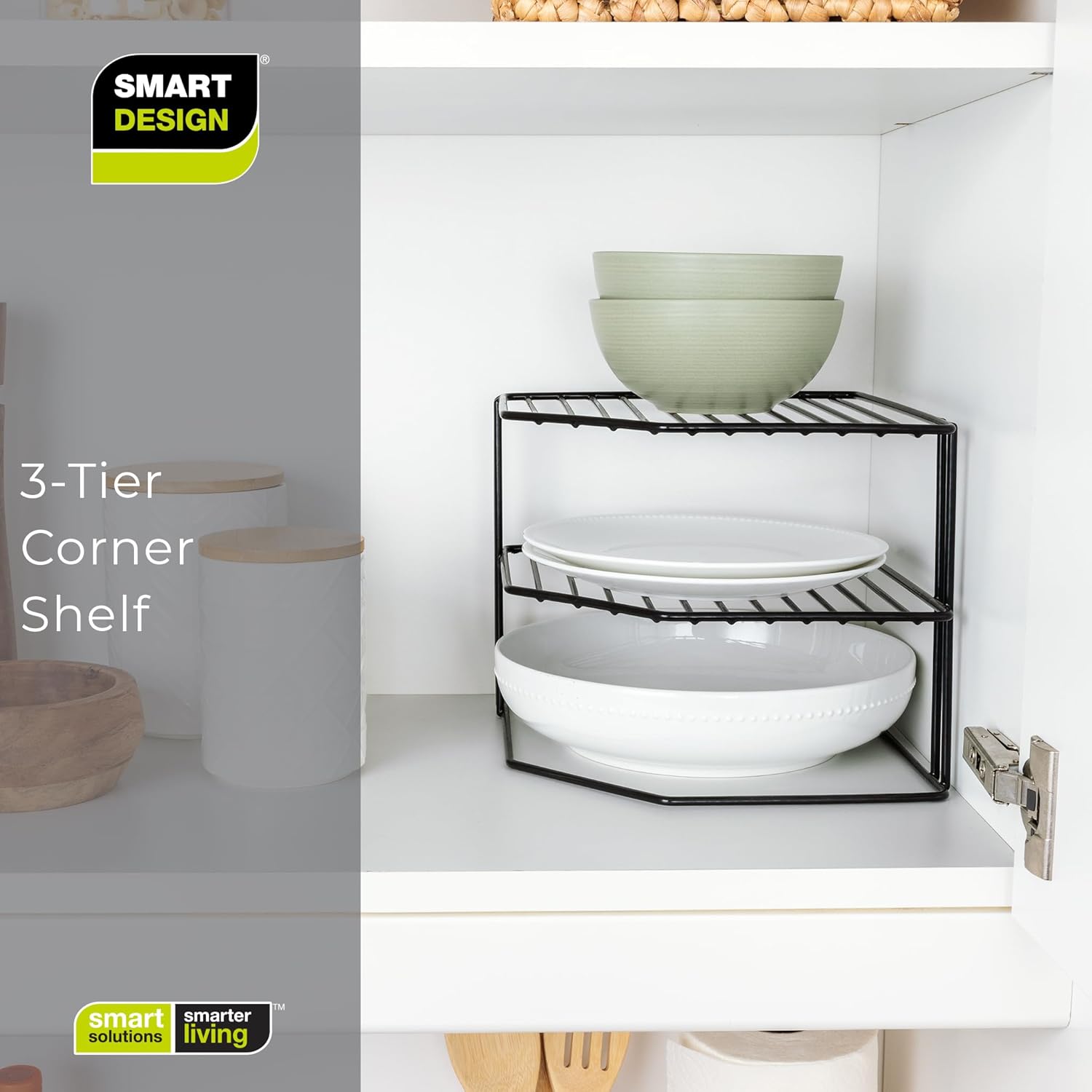 3-Tier Kitchen Corner Shelf Rack - Steel Frame - Black