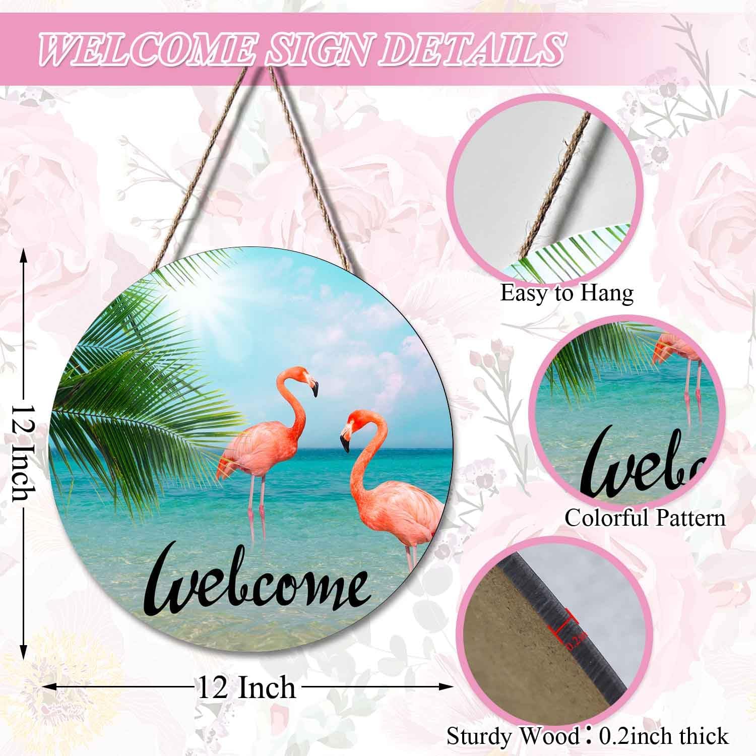 Flamingo Wreath Hangers for Front Door Welcome Sign