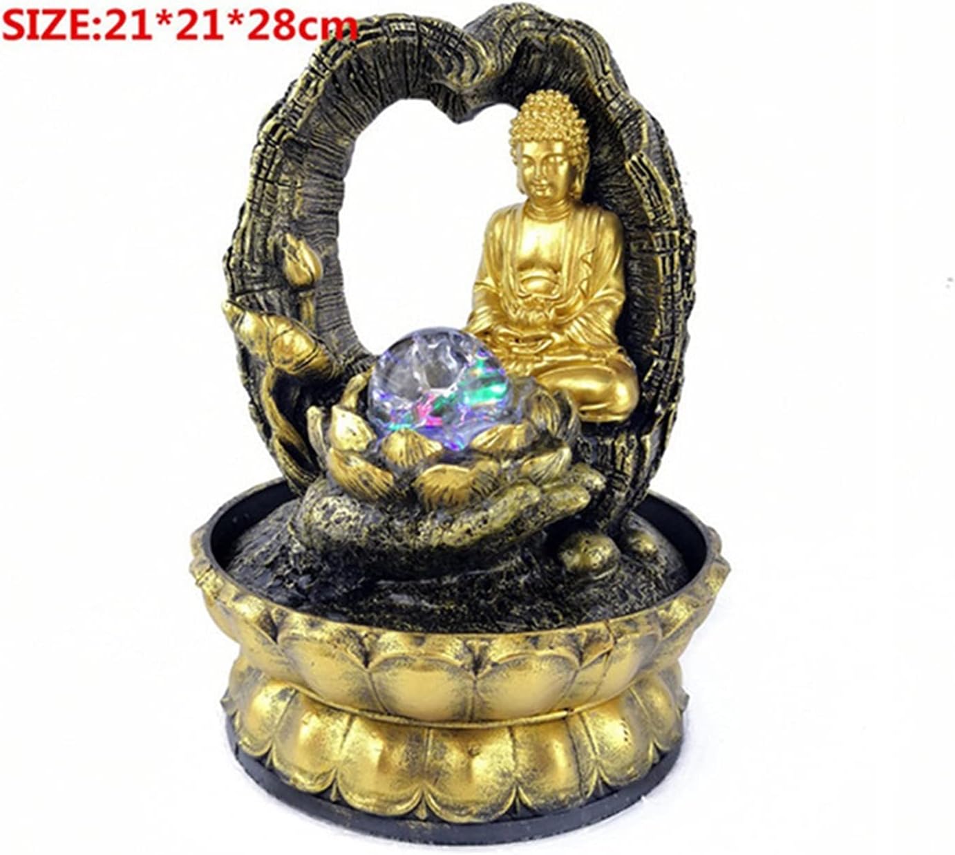 Golden Lotus Buddha Tabletop Water Fountain