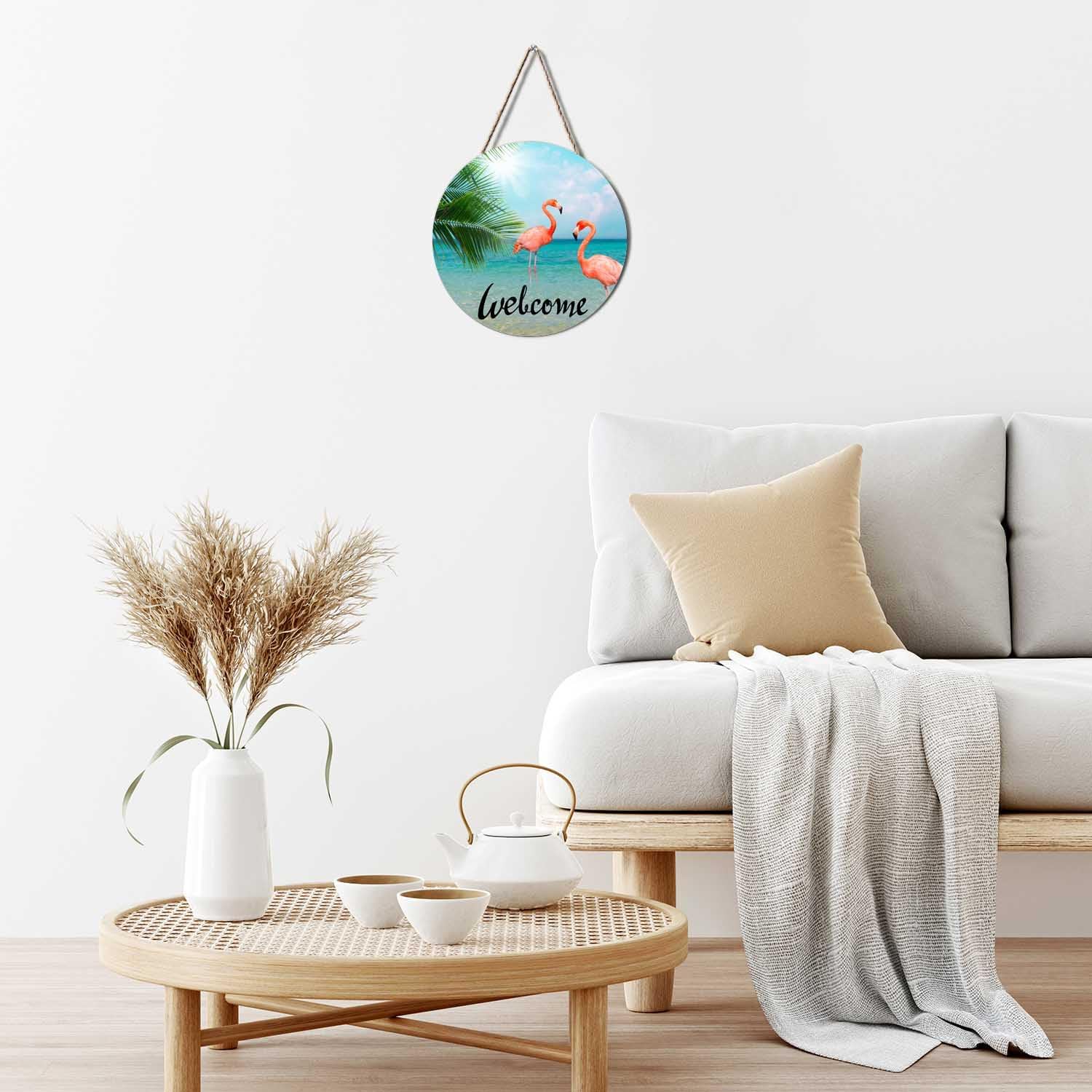 Flamingo Wreath Hangers for Front Door Welcome Sign