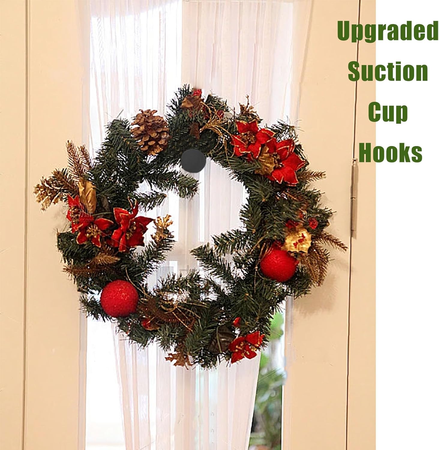 Stainless Steel Suction Cup Wreath Hook with 15 lb Capacity