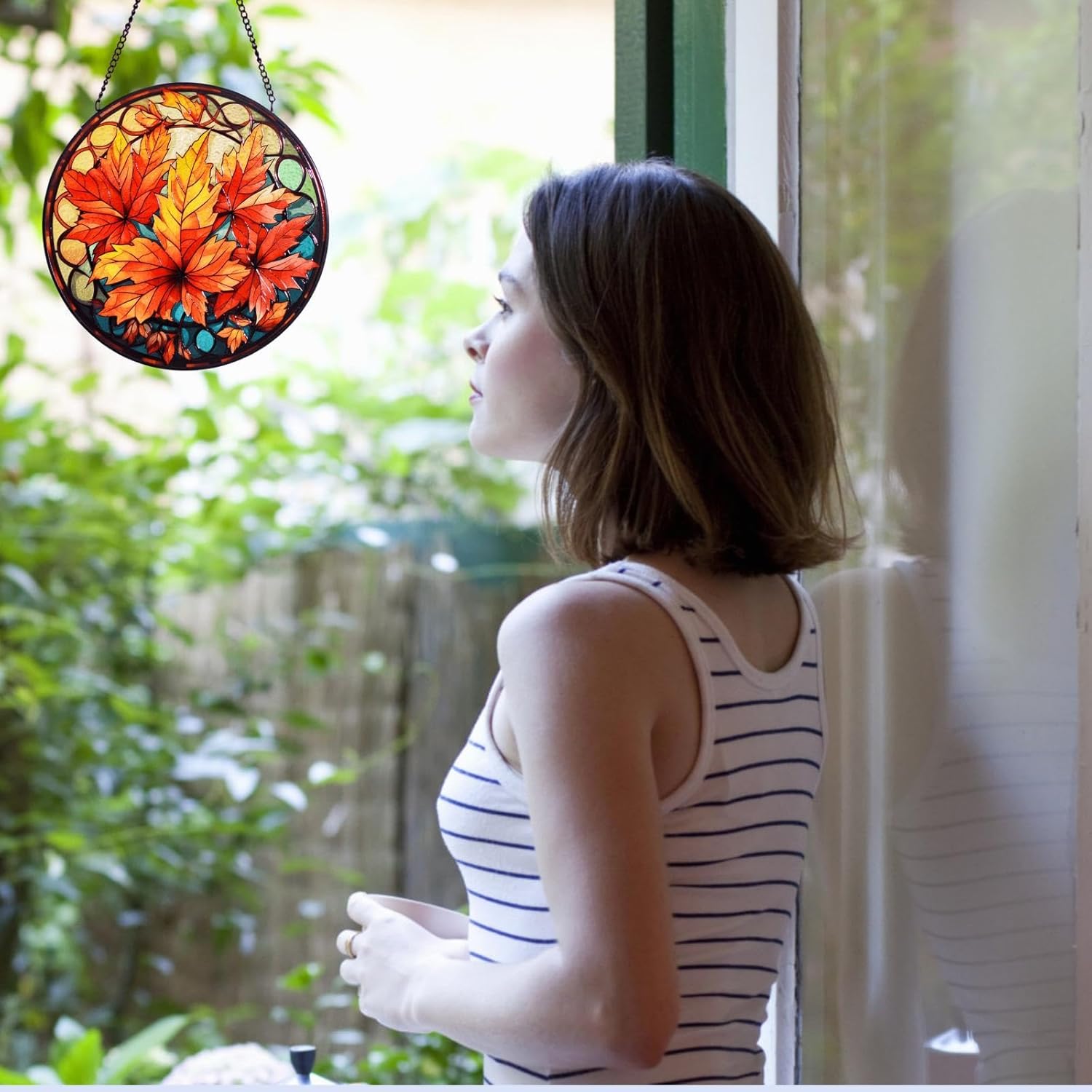 Autumn Maple Leaf Suncatcher Window Hanging Decor
