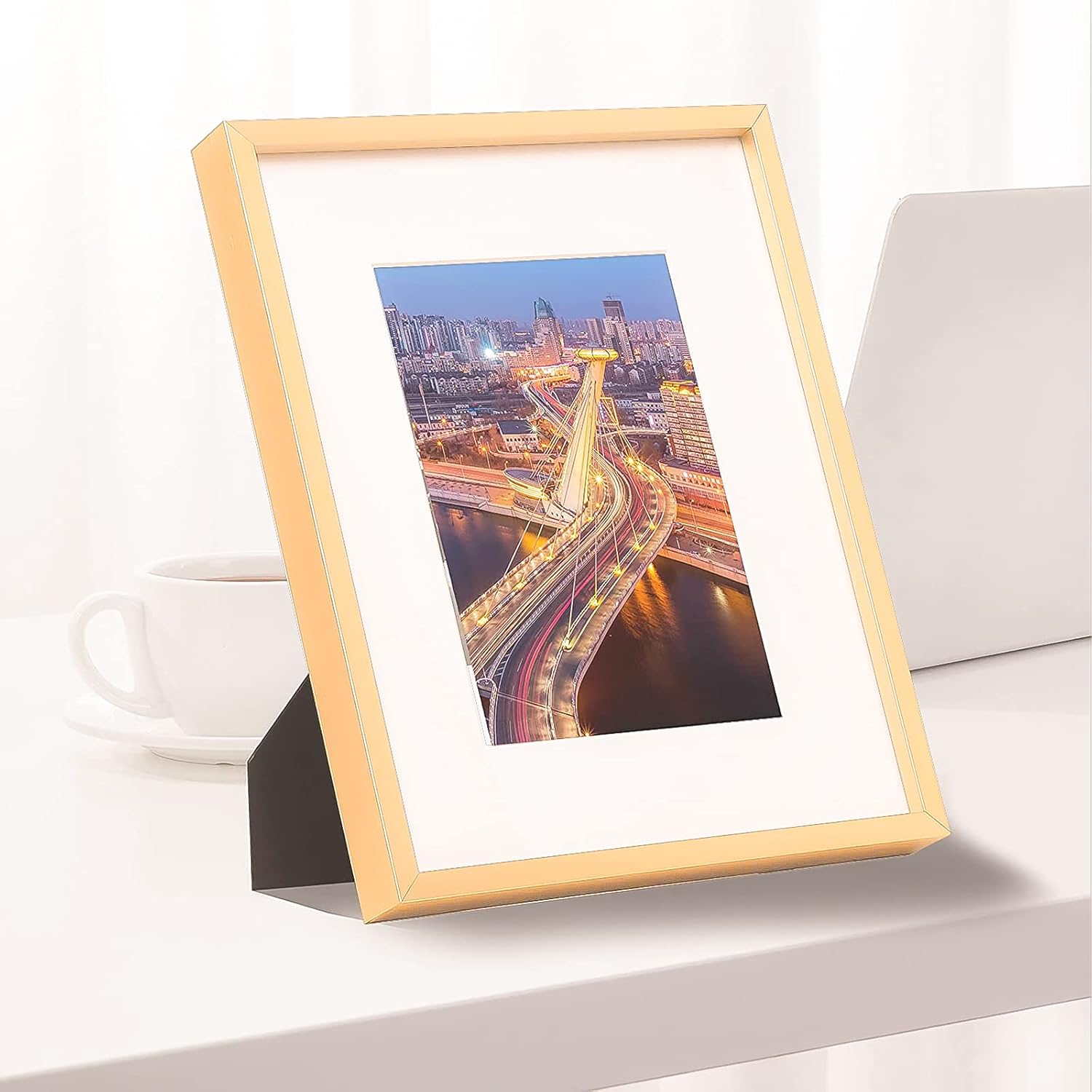 TheDisplayGuys Contemporary Aluminum Picture Frame Gold Wall Tabletop