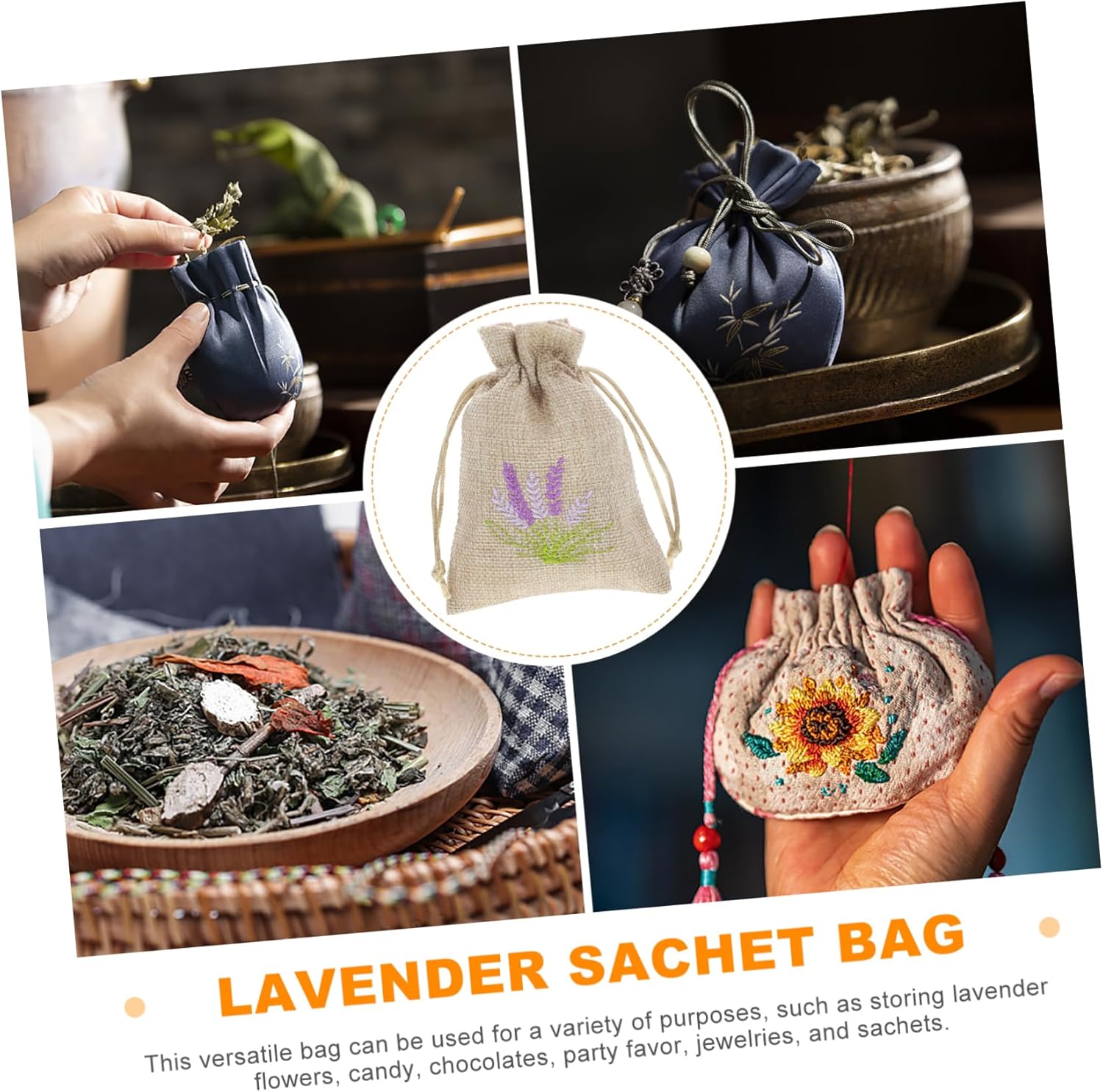 TOGEVAL 10pcs Empty Sachet Bags for Dried Flowers and Perfume