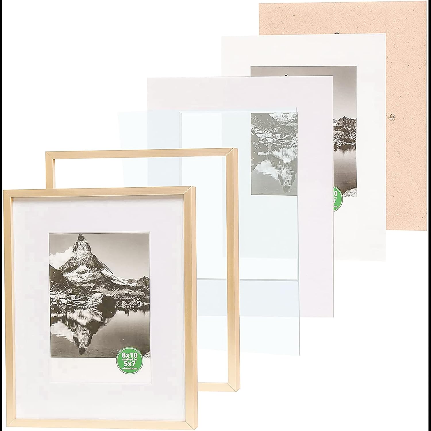 TheDisplayGuys Contemporary Aluminum Picture Frame Gold Wall Tabletop