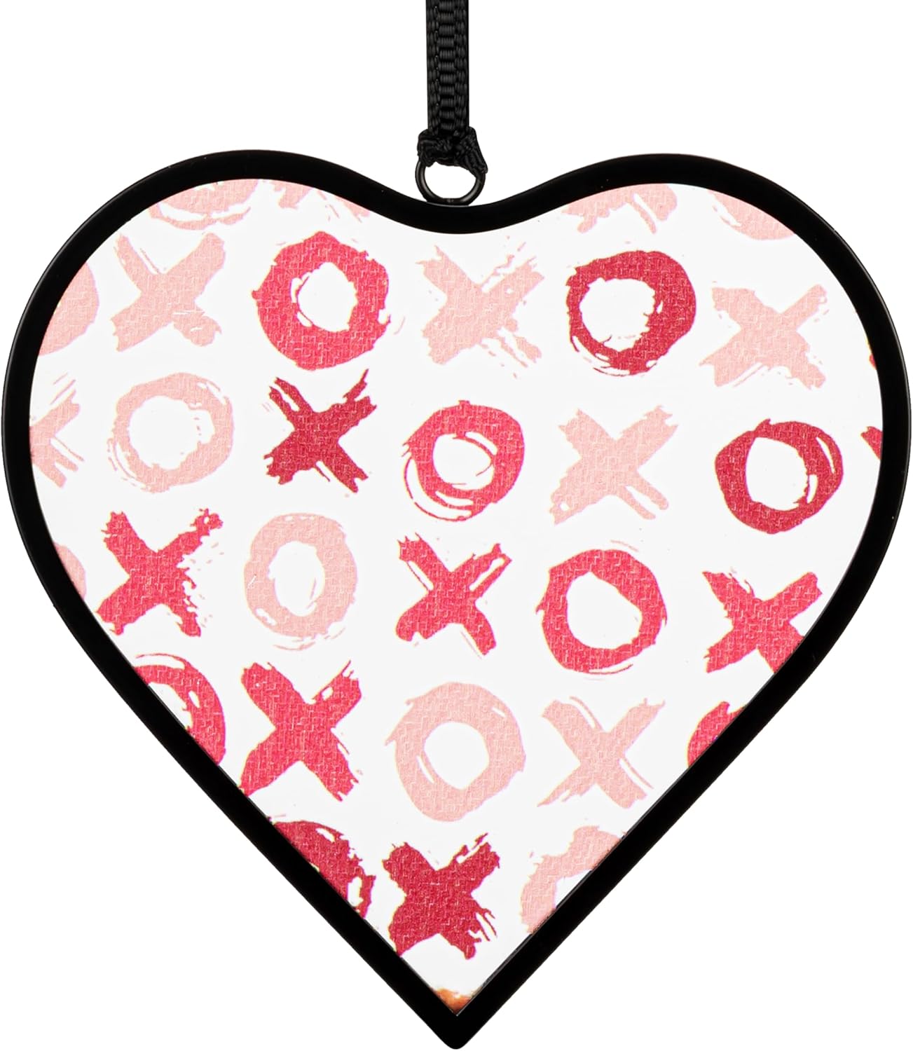 DEMDACO OXOX Heart Suncatcher Hanging Ornament 3 Inch Red Pink