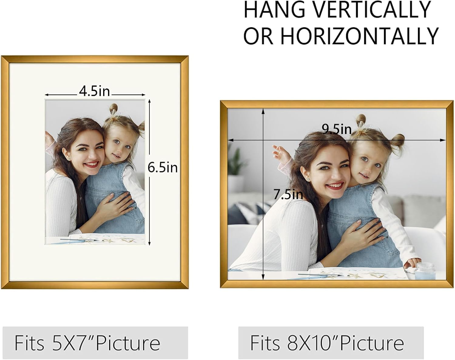 Golden State Art 8x10 Aluminum Frame with Real Glass and Ivory Mat