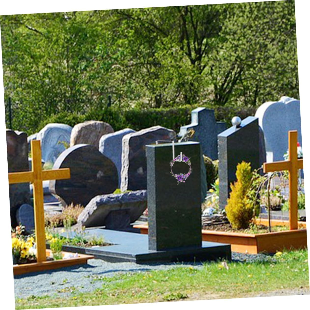 2Pcs Iron Wreath Hanger for Cemetery Headstone Decoration