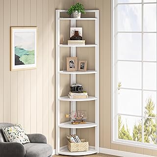 Tribesigns 6 Tier Corner Shelf Unit White