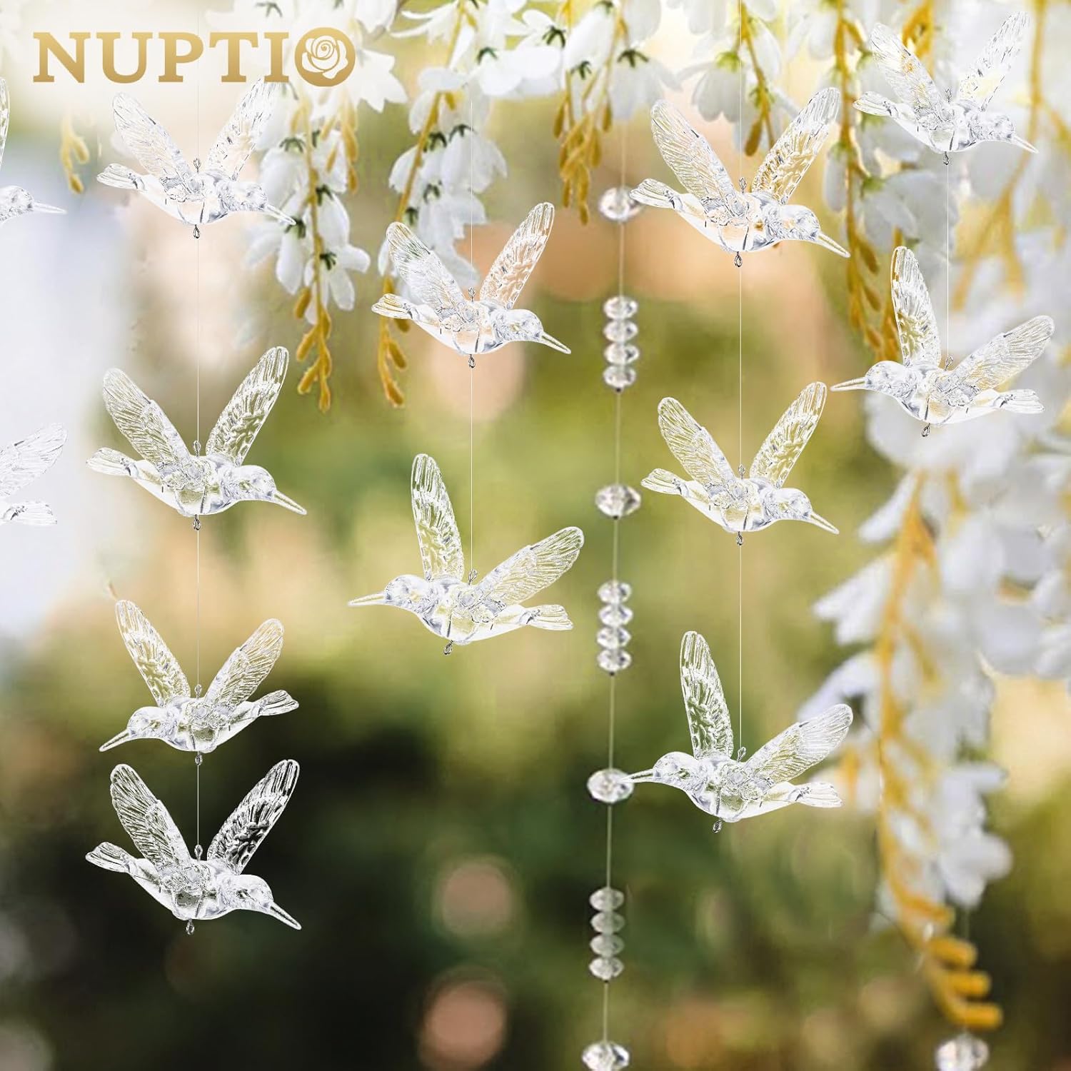 NUPTIO 30pcs Acrylic Flying Birds Hanging Decor
