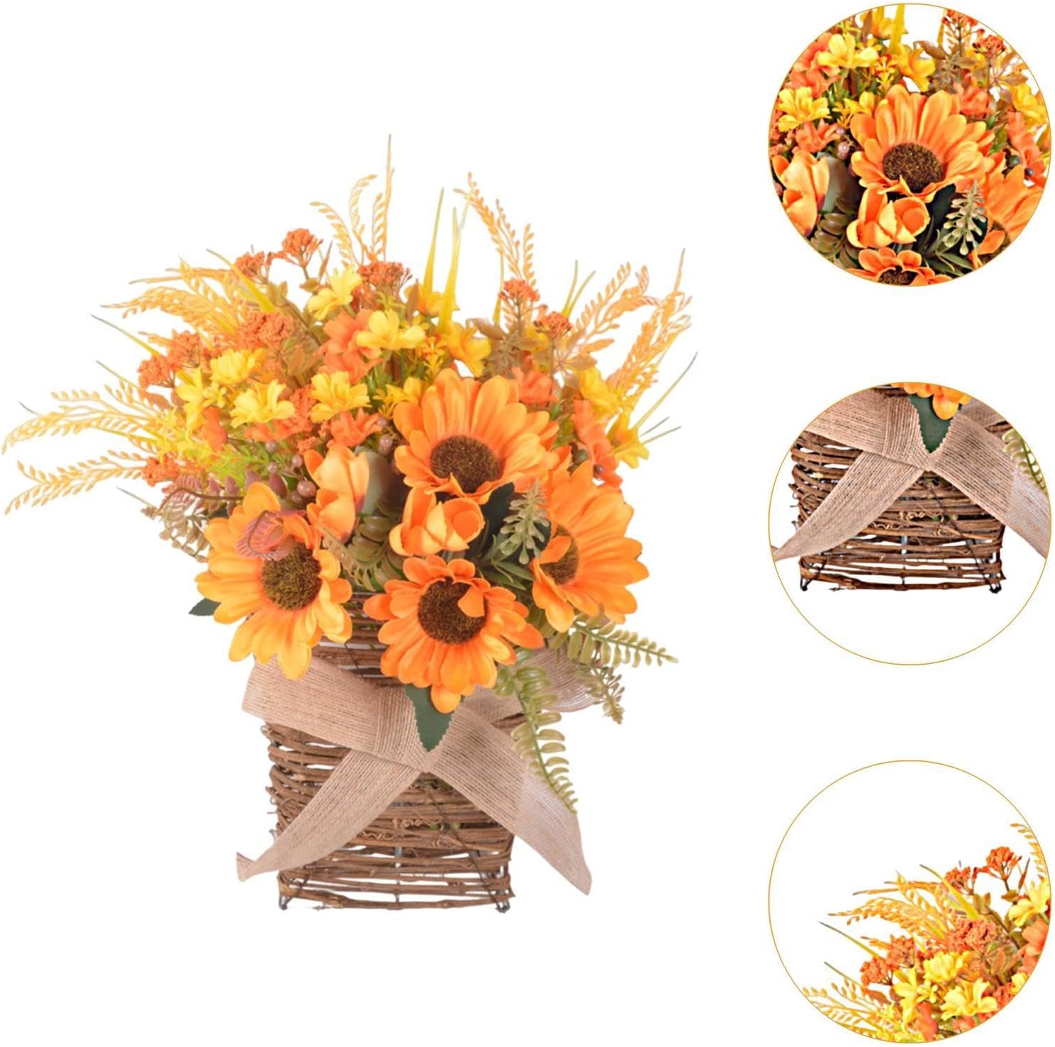 Door Hanging Basket Wreath for Front Door Floral Arrangement