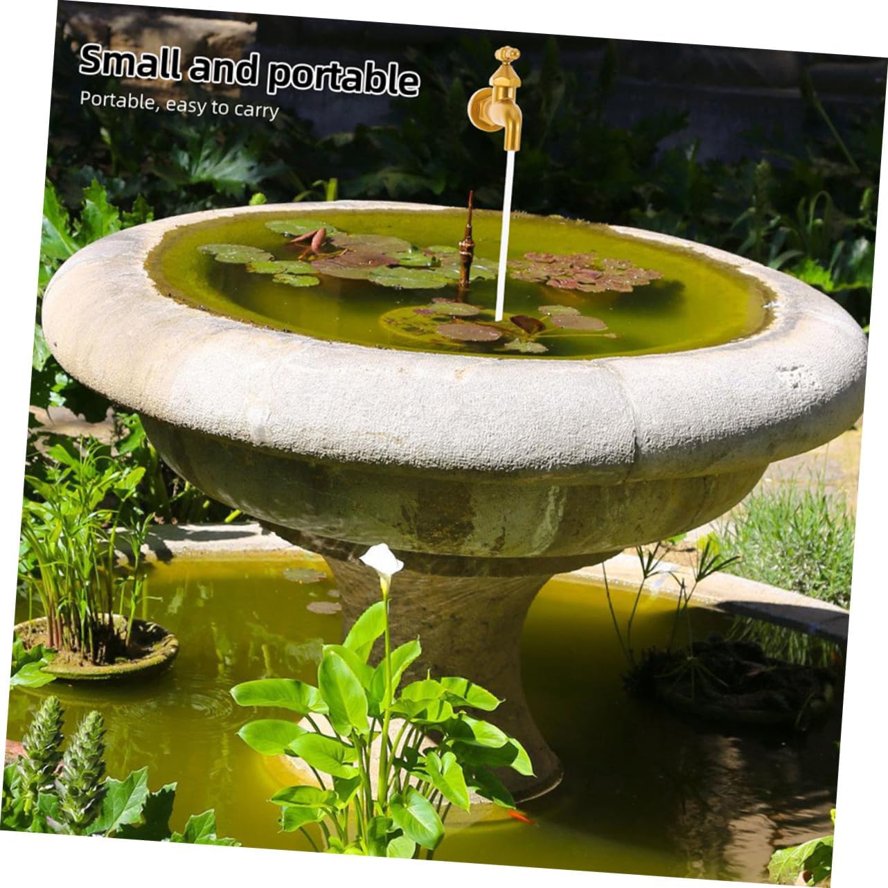 Water Flowing Faucet Fountain Tabletop Ornament for Garden and Home