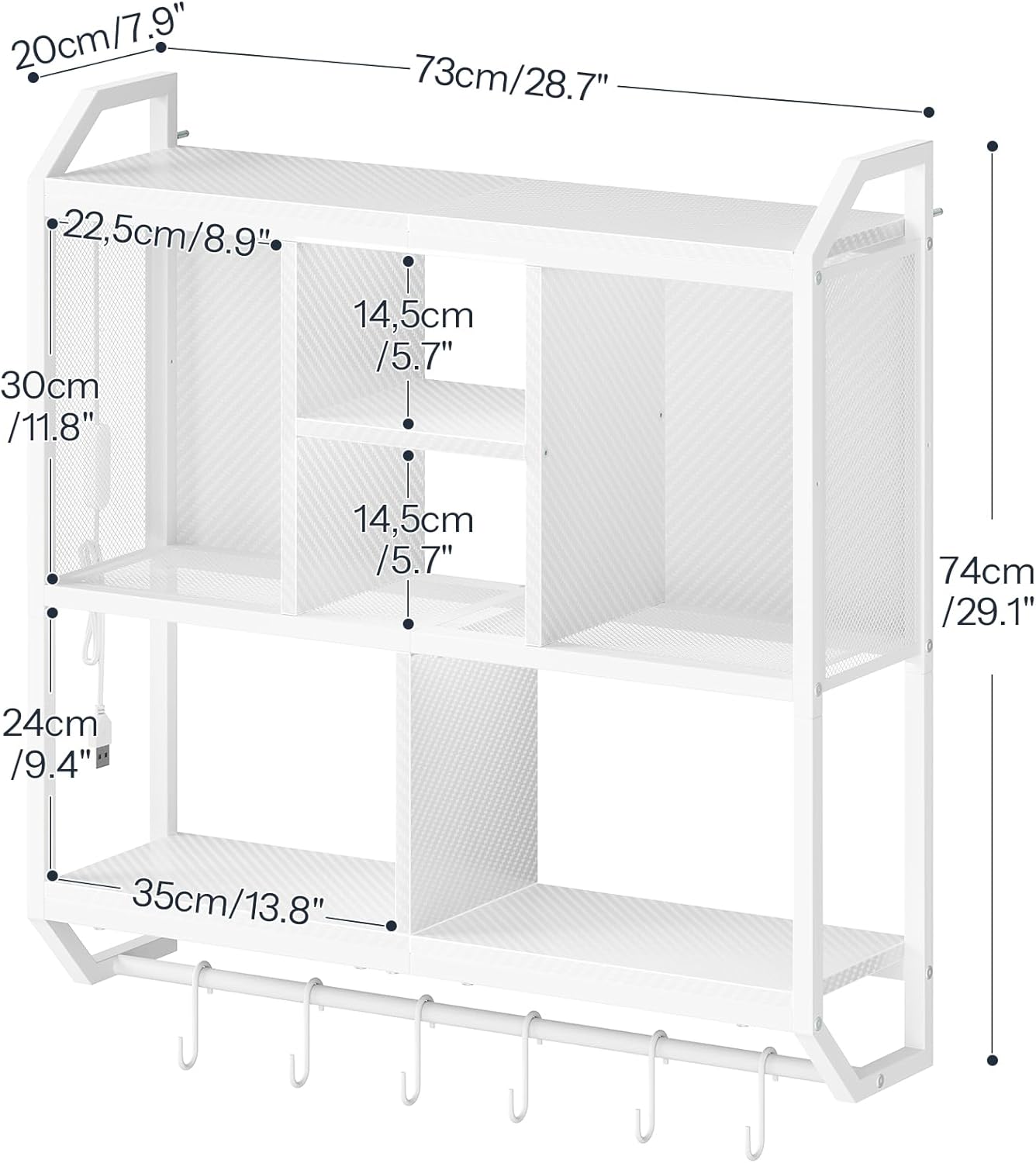 HOOBRO LED Gaming Floating Shelf with 3 Tiers and Hanging Rod