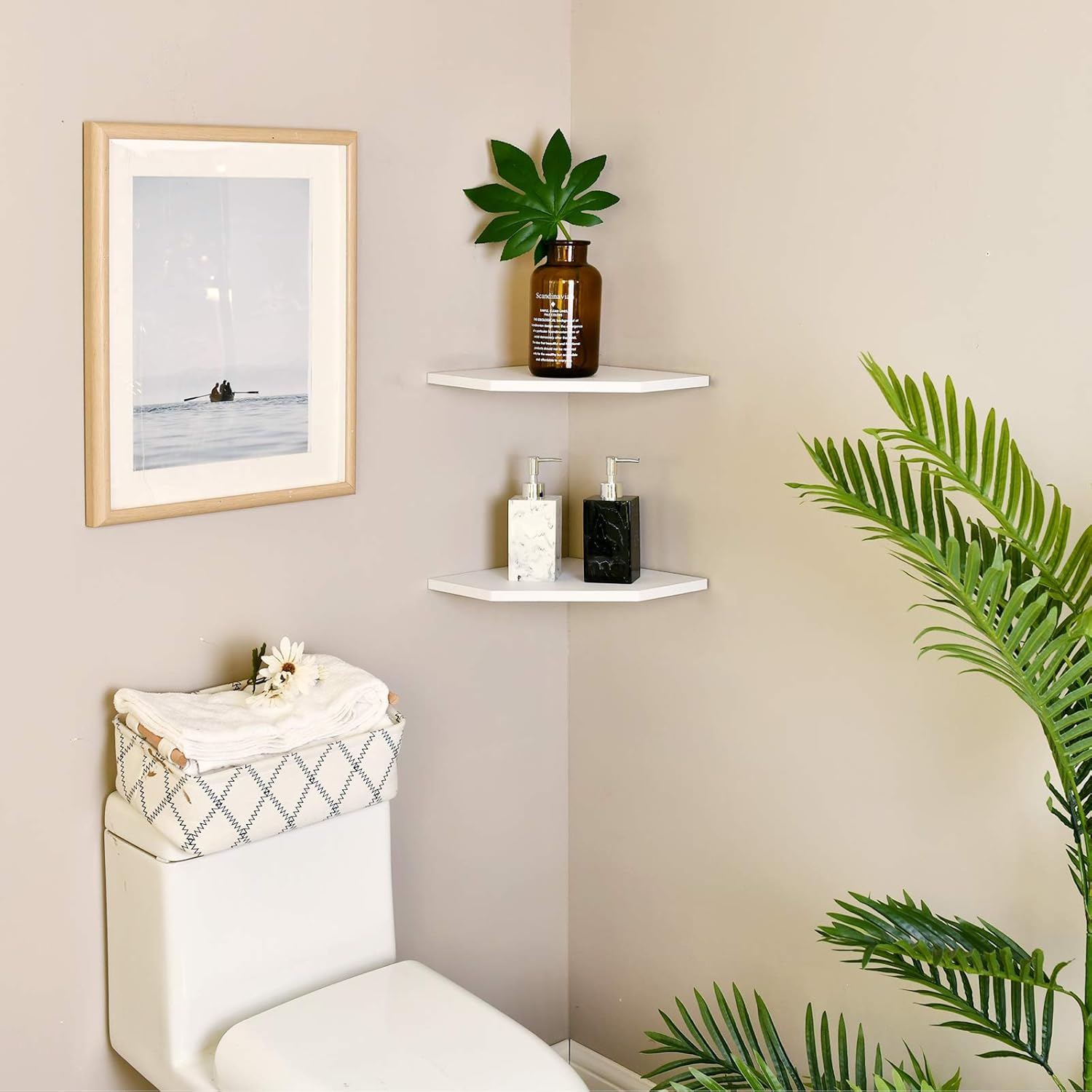 WELLAND 12-Inch Floating Corner Shelves Set of 2