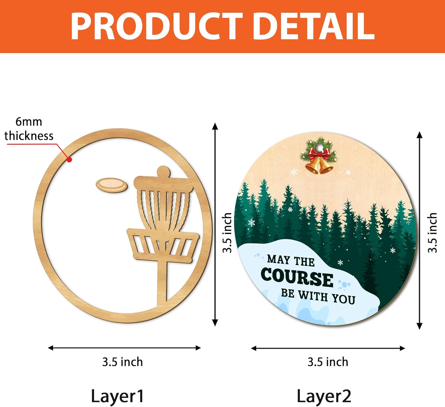 Disc Golf Christmas Ornament for Holiday Decor