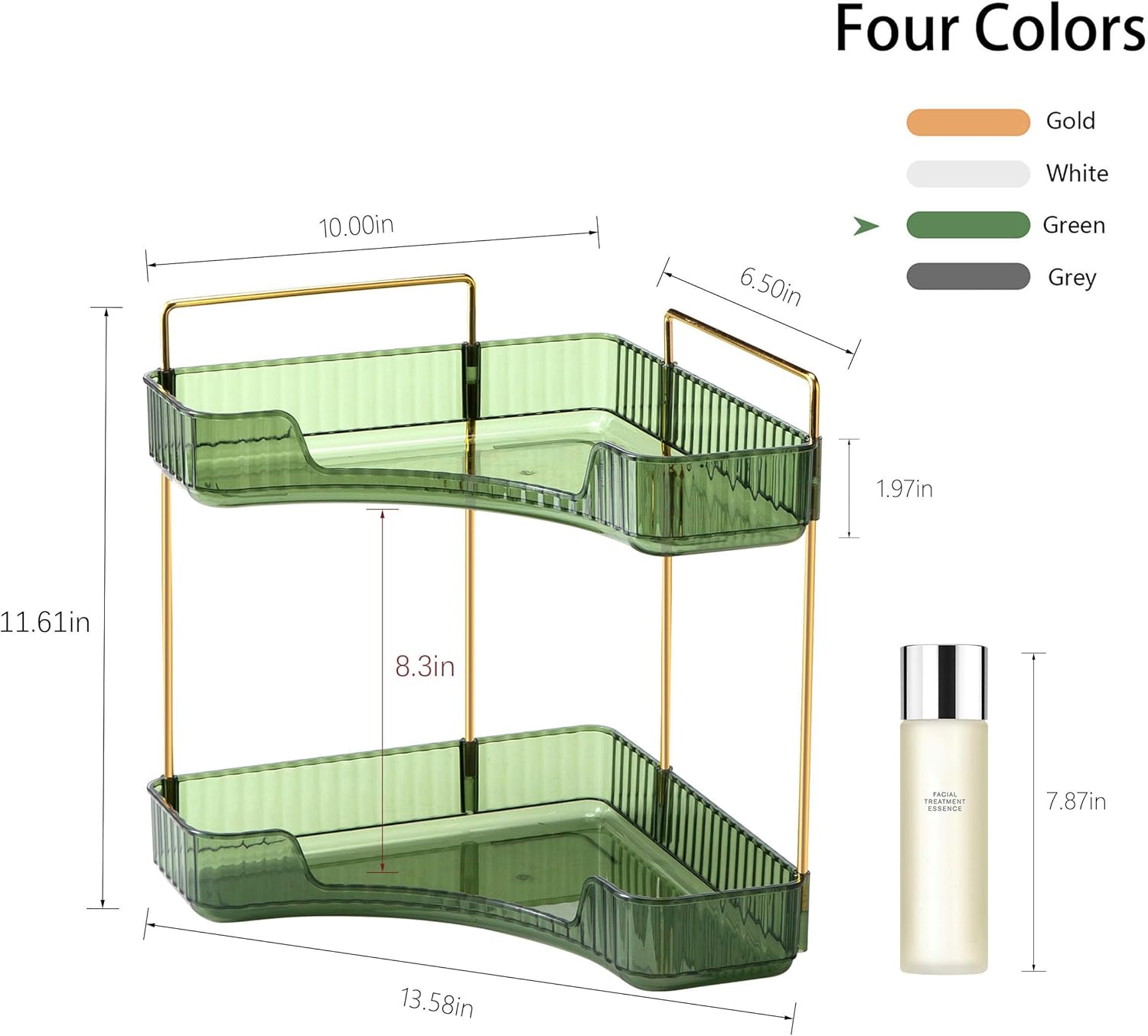 YCIADONE Corner Counter Organizer 2 Tiers Cosmetic Tray