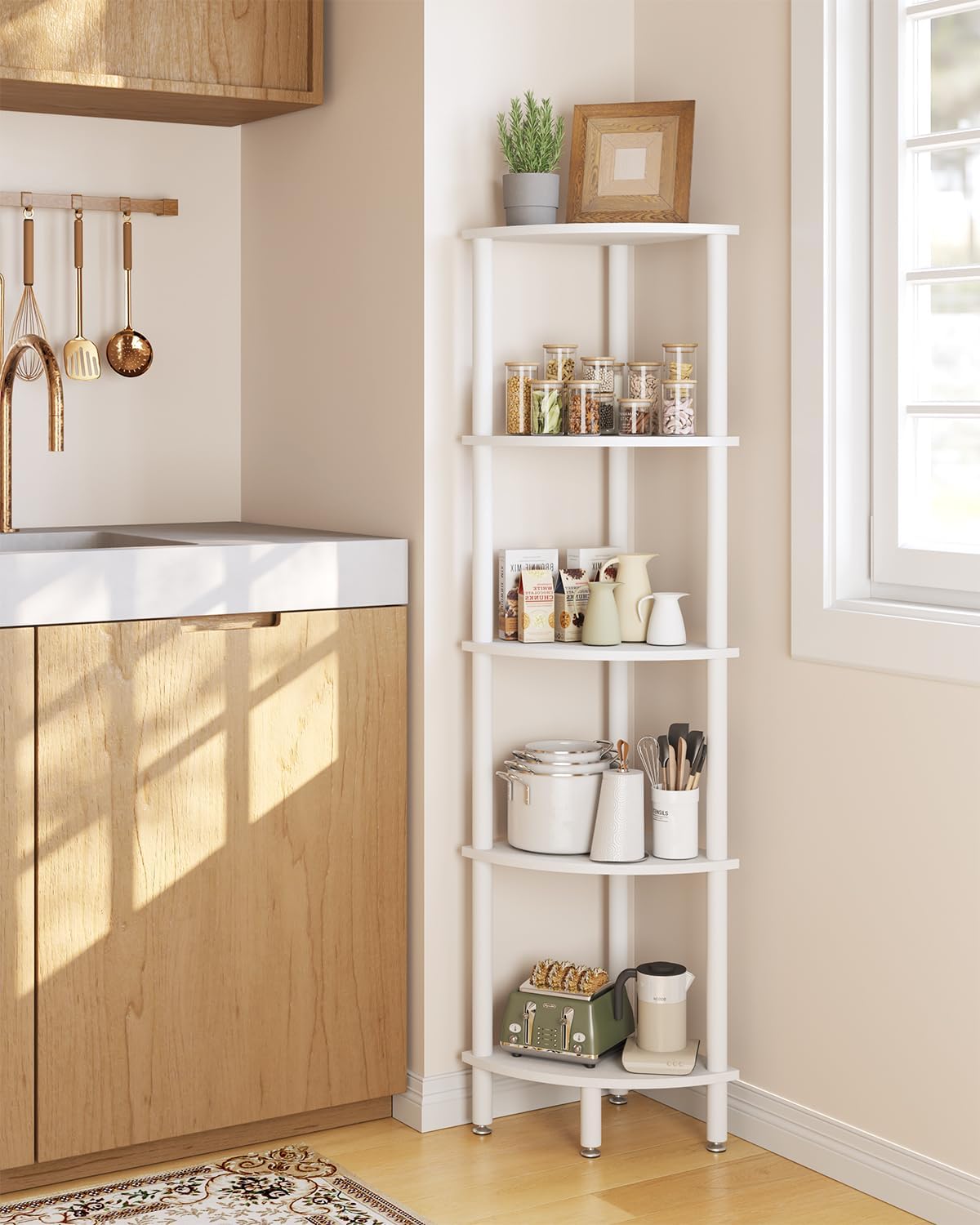 IBUYKE 5 Tier Corner Shelf Stand White