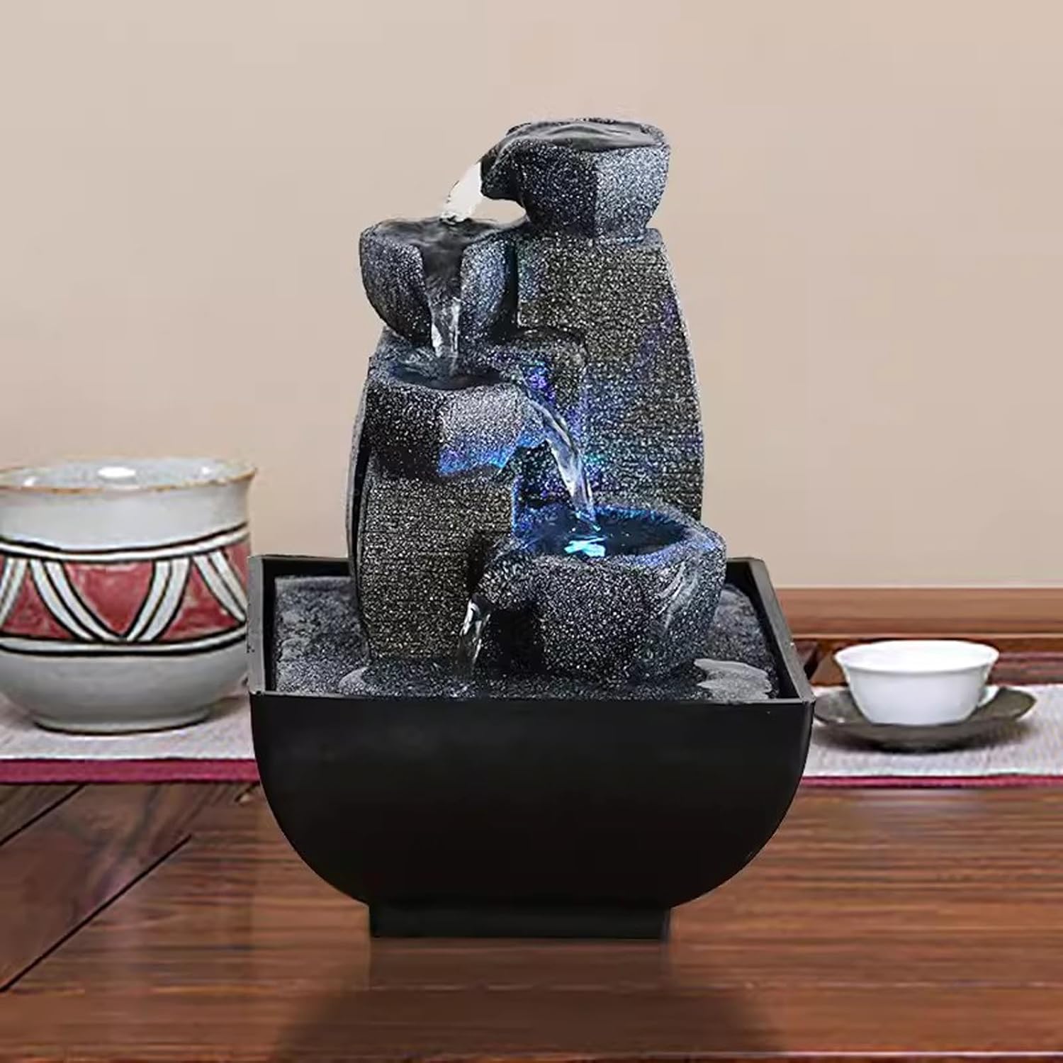 GRFIT Tabletop Fountain Rockery with LED Light