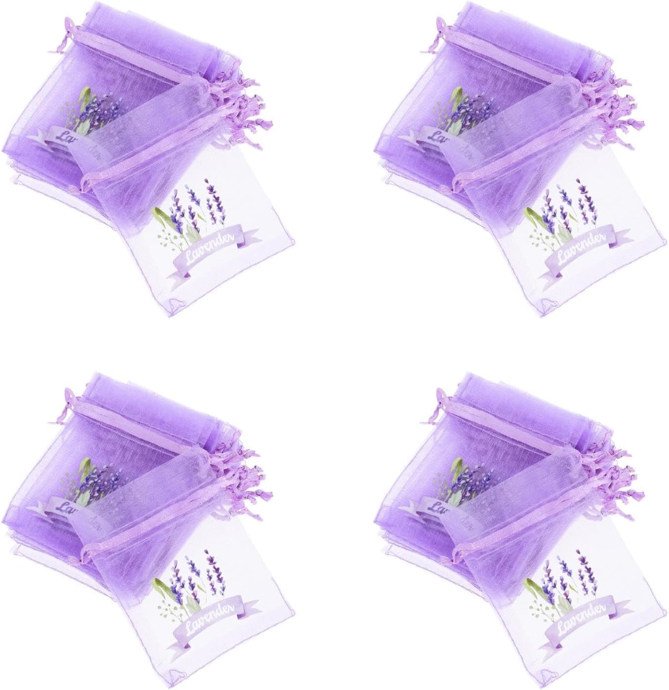 LUOZZY 80 Pcs Lavender Sachet Bags with Drawstring Closure Light Purple