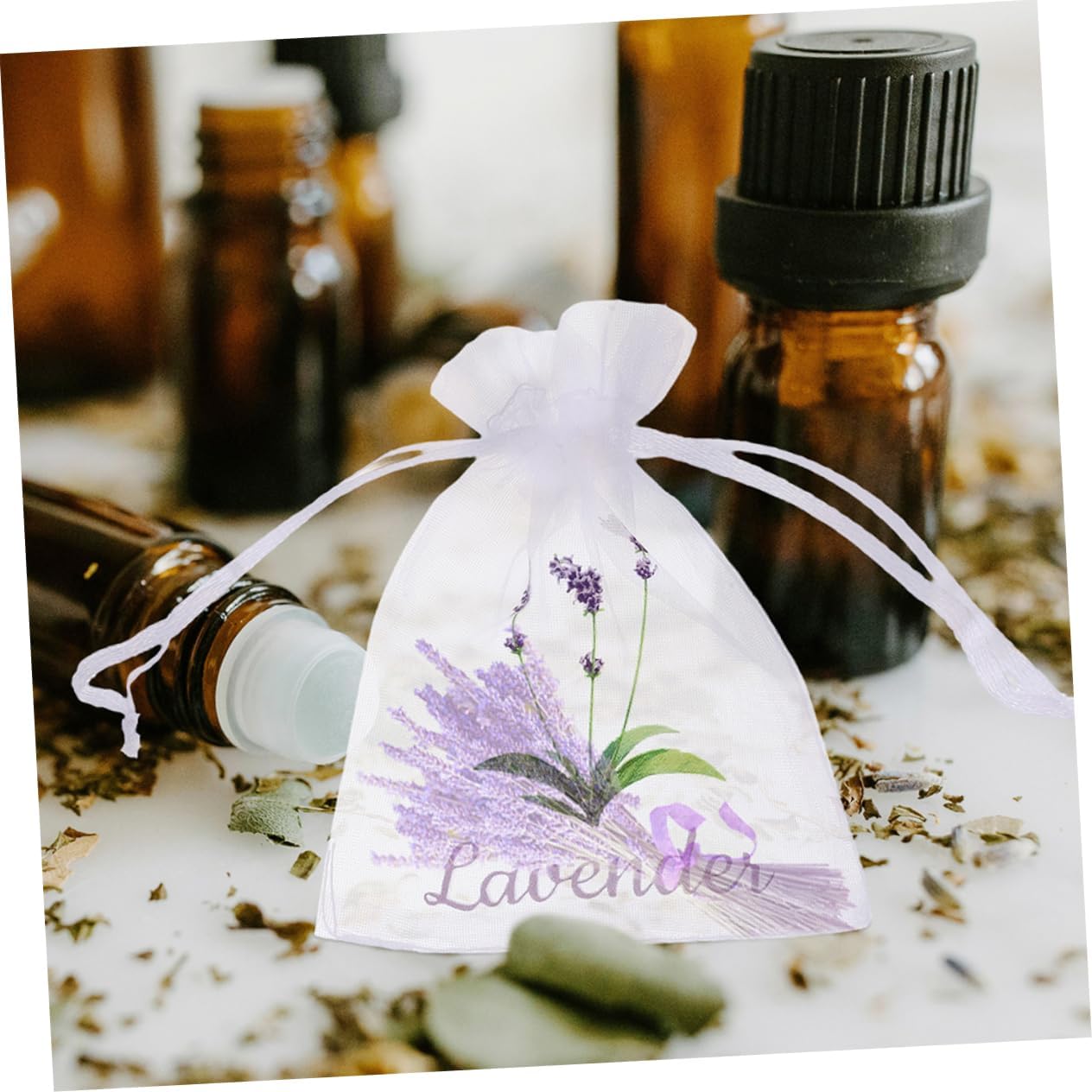 HEALLILY 50pcs Lavender Scented Mesh Sachet Bags