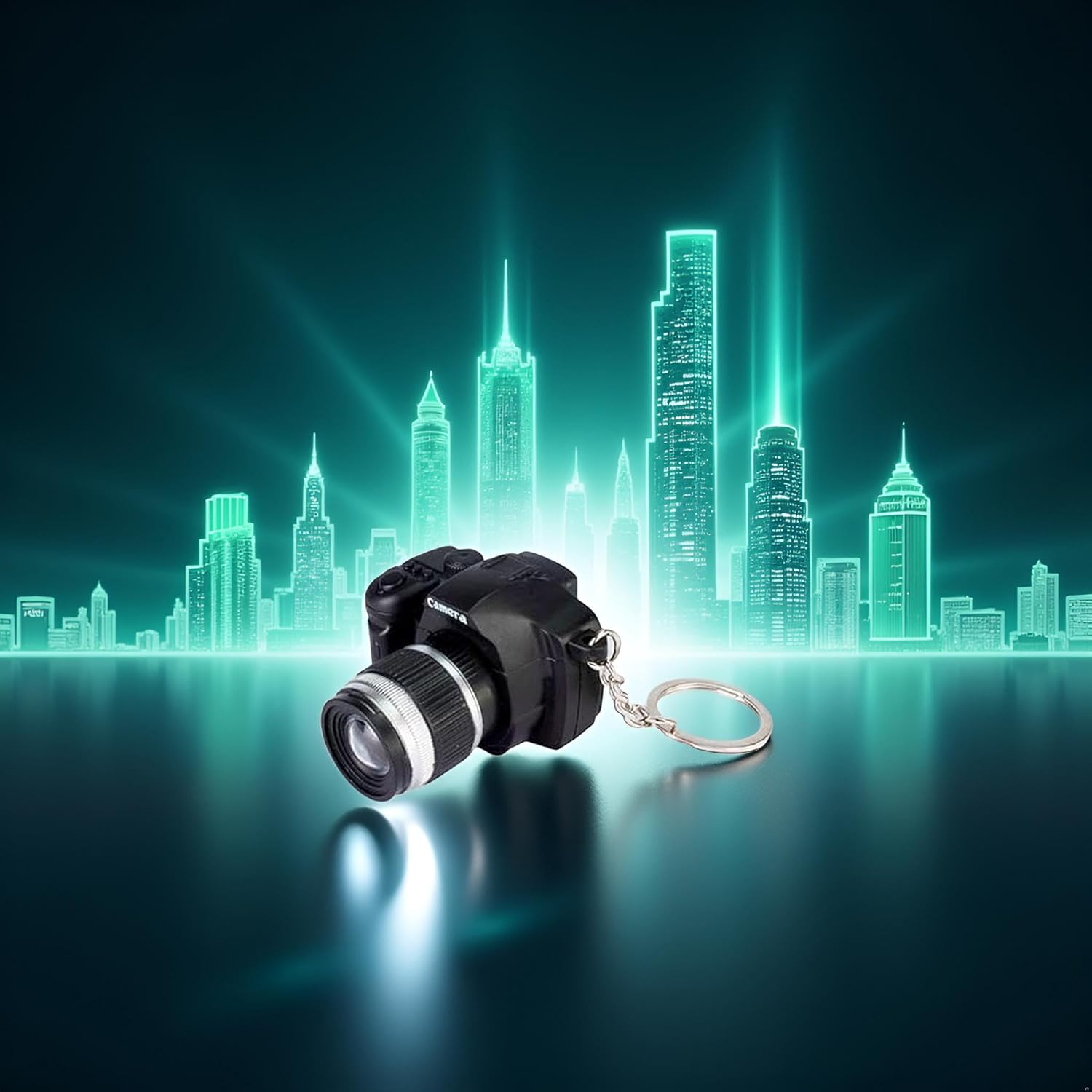 Black Camera LED Keychain with Sound