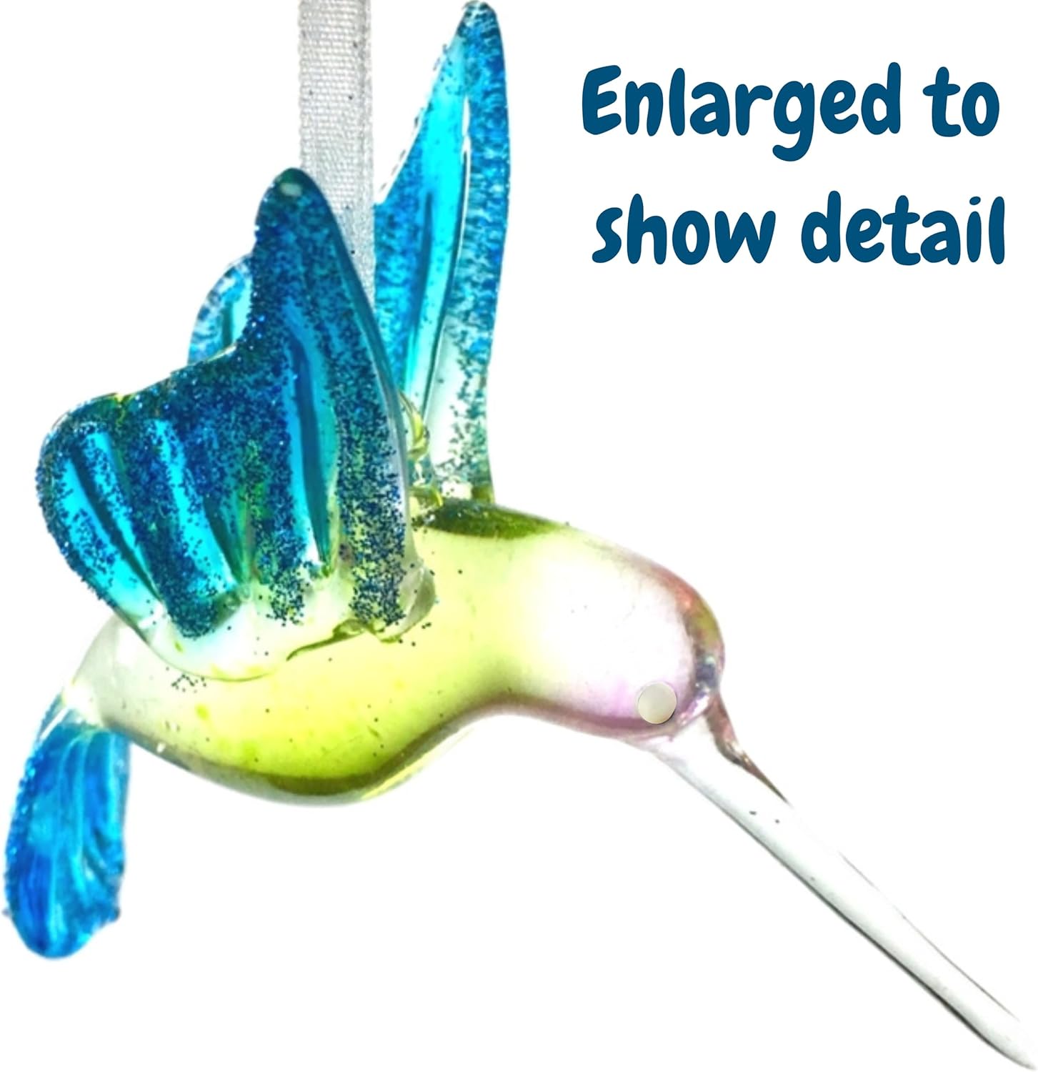 Set of 6 Glitter Hummingbird Hanging Ornaments
