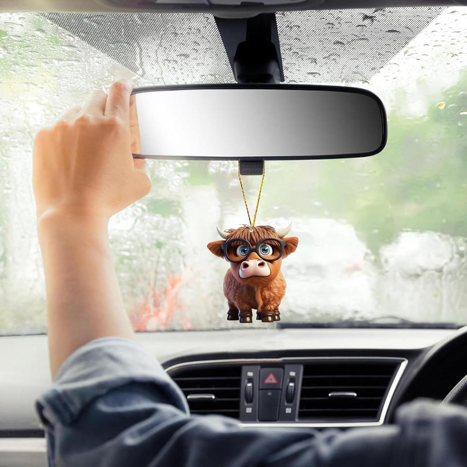 Cute Cartoon Cow Pendant for Car Home Decor