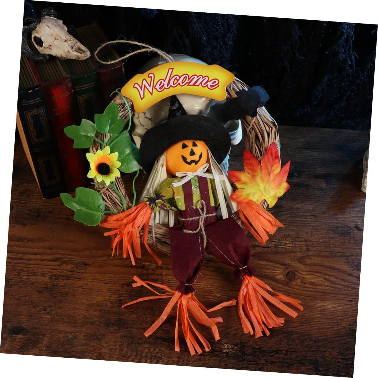 PRETYZOOM Halloween Garland Straw Plastic Door Hanger Decor