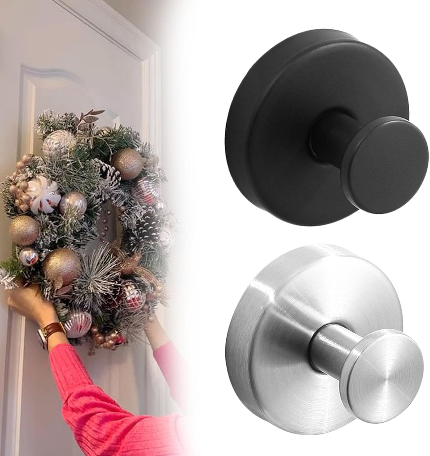 Heavy Duty Suction Cup Wreath Hanger for Glass Doors 2Pcs