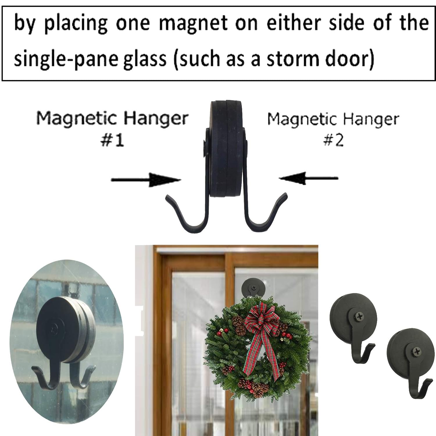Strong Magnetic Wreath Hanger 2-Pack with Rubber Base