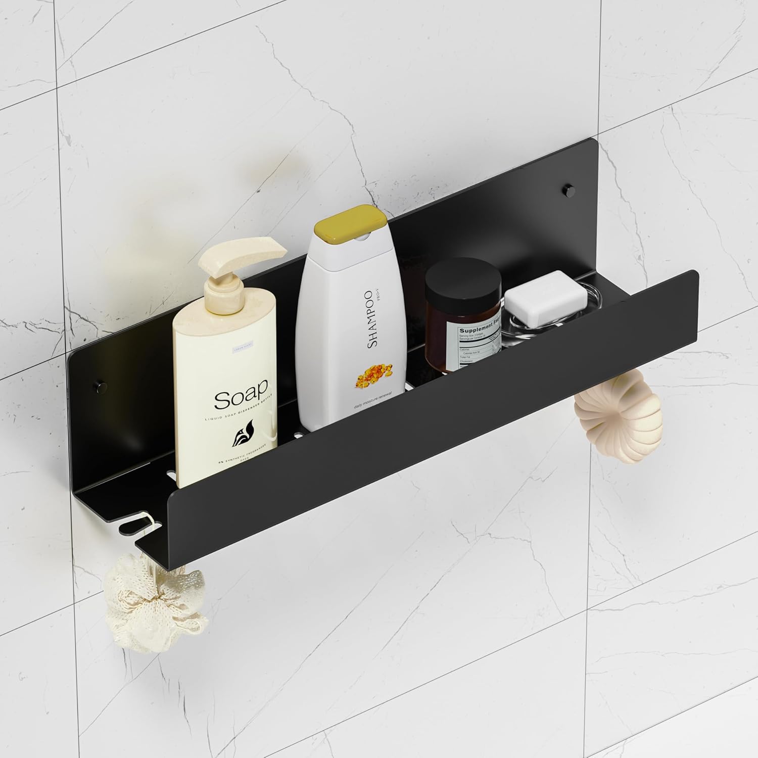 Shower Caddy Organizer 16 Inch 304 Stainless Steel Floating Shelf Black