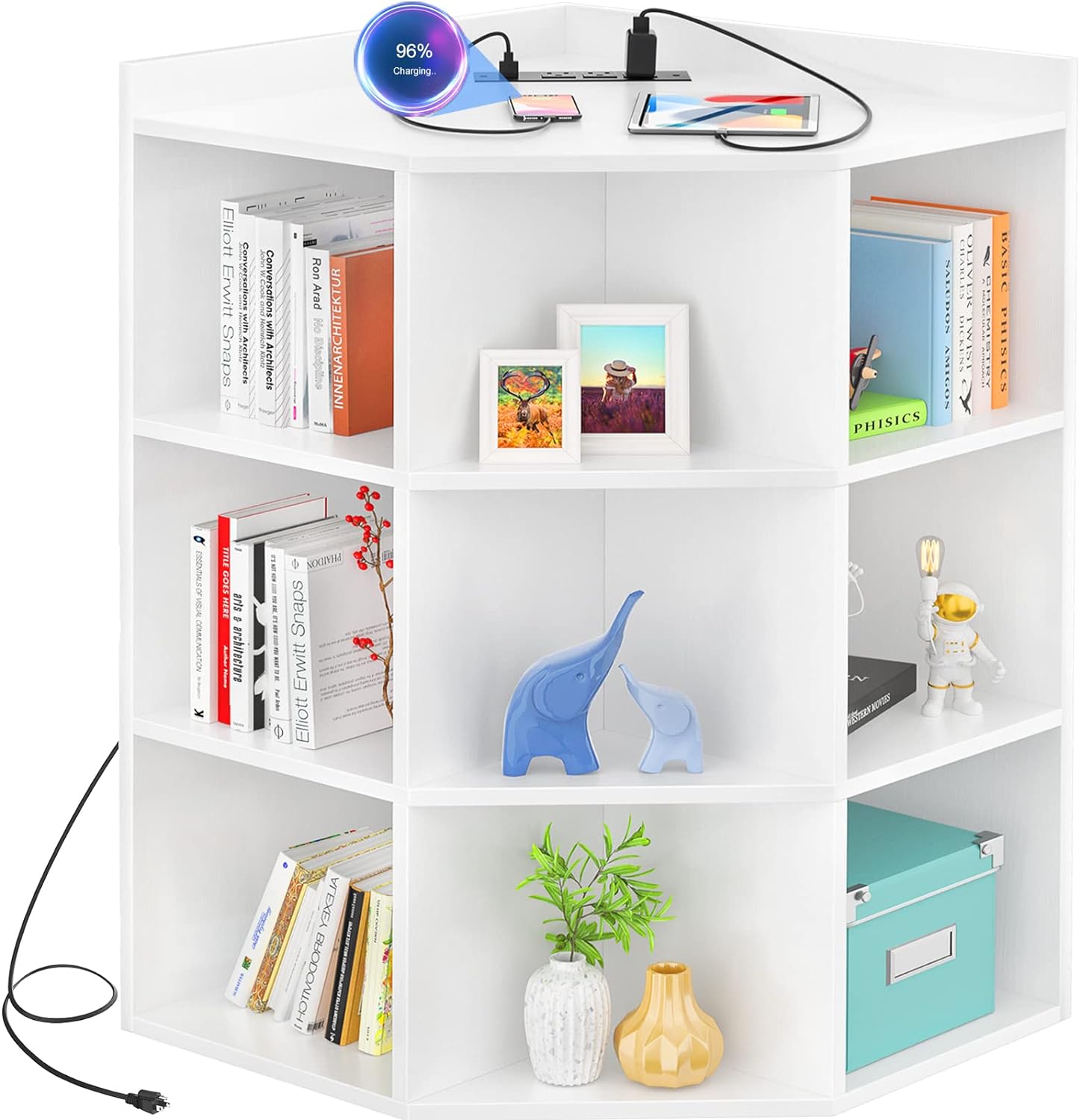 Aheaplus Corner Cabinet with USB and Outlets