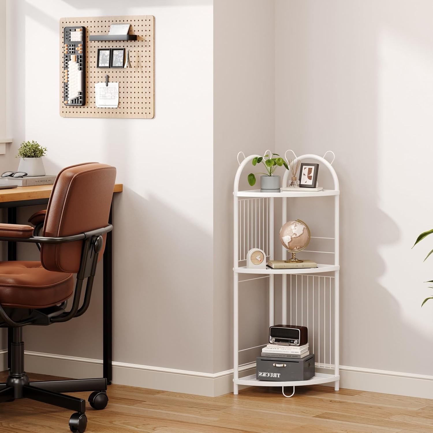 CICUFY 3 Tier Metal Corner Shelf Bathroom Organizer with Guardrails
