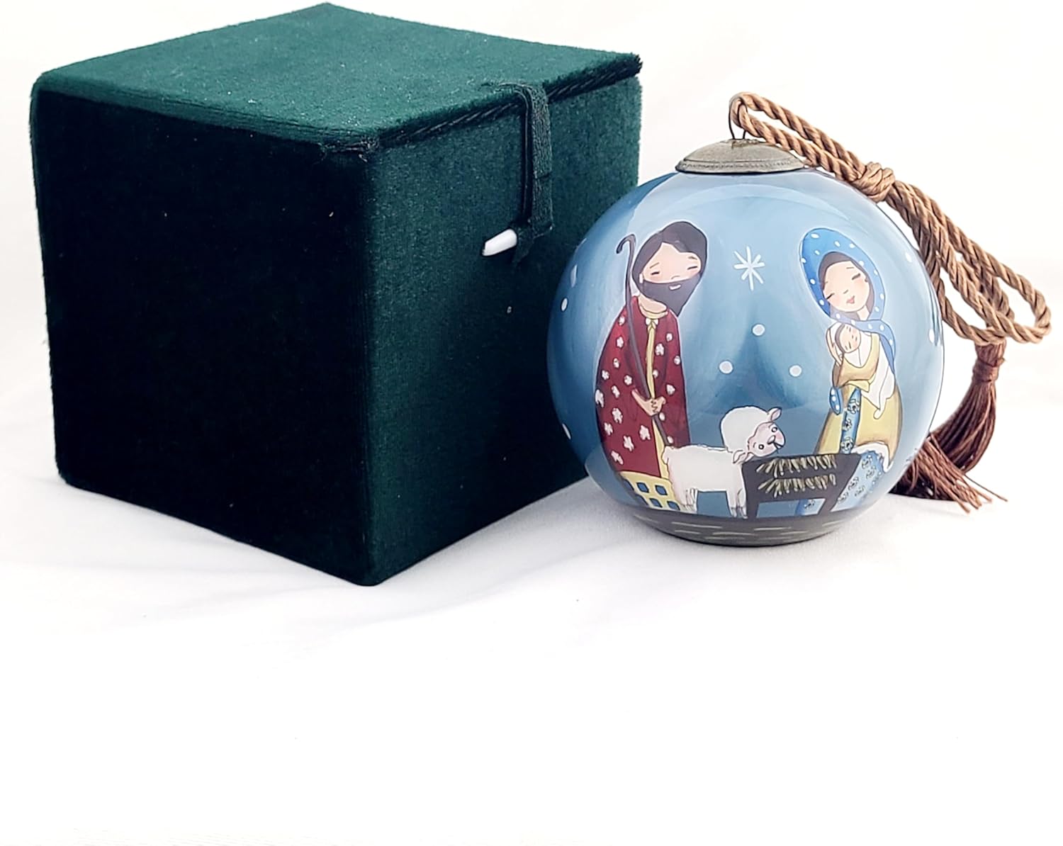 Intricate Inside-Painted Glass Ornament - Nativity Holy Family