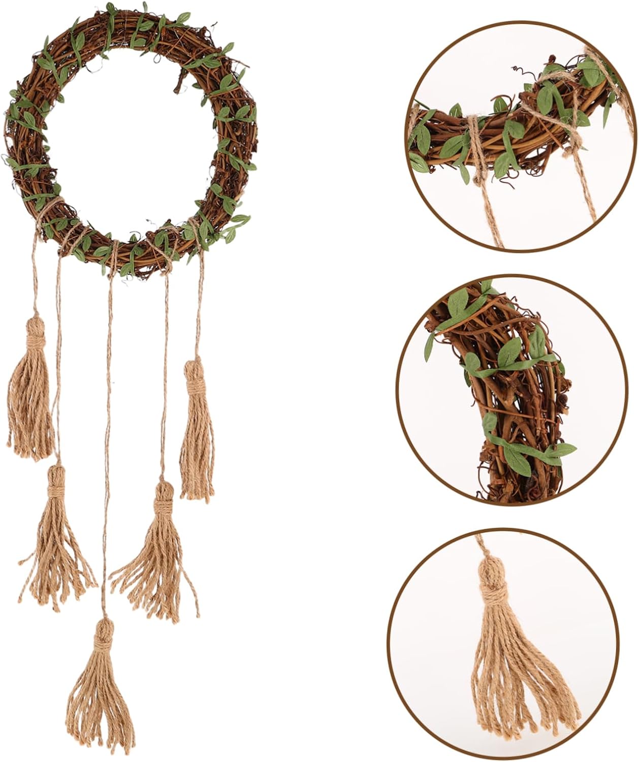 VICASKY Wall-Mounted Rattan Wind Chime Door Wreath