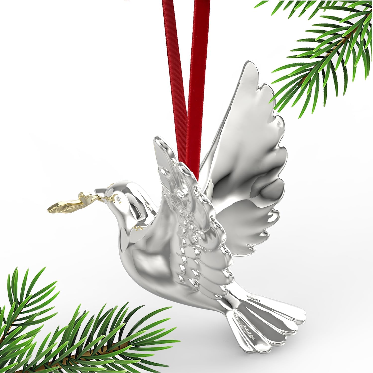 Shiny Silver Christmas Bird Ornament 35x4 Inch Pack of 1
