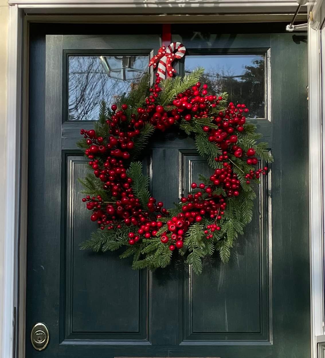 14 Inch Metal Candy Cane Wreath Hanger
