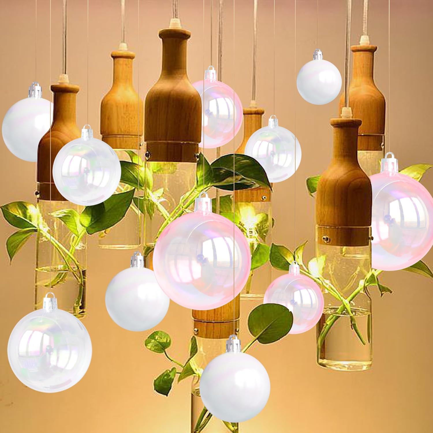12 Pcs Iridescent Plastic Christmas Ornaments