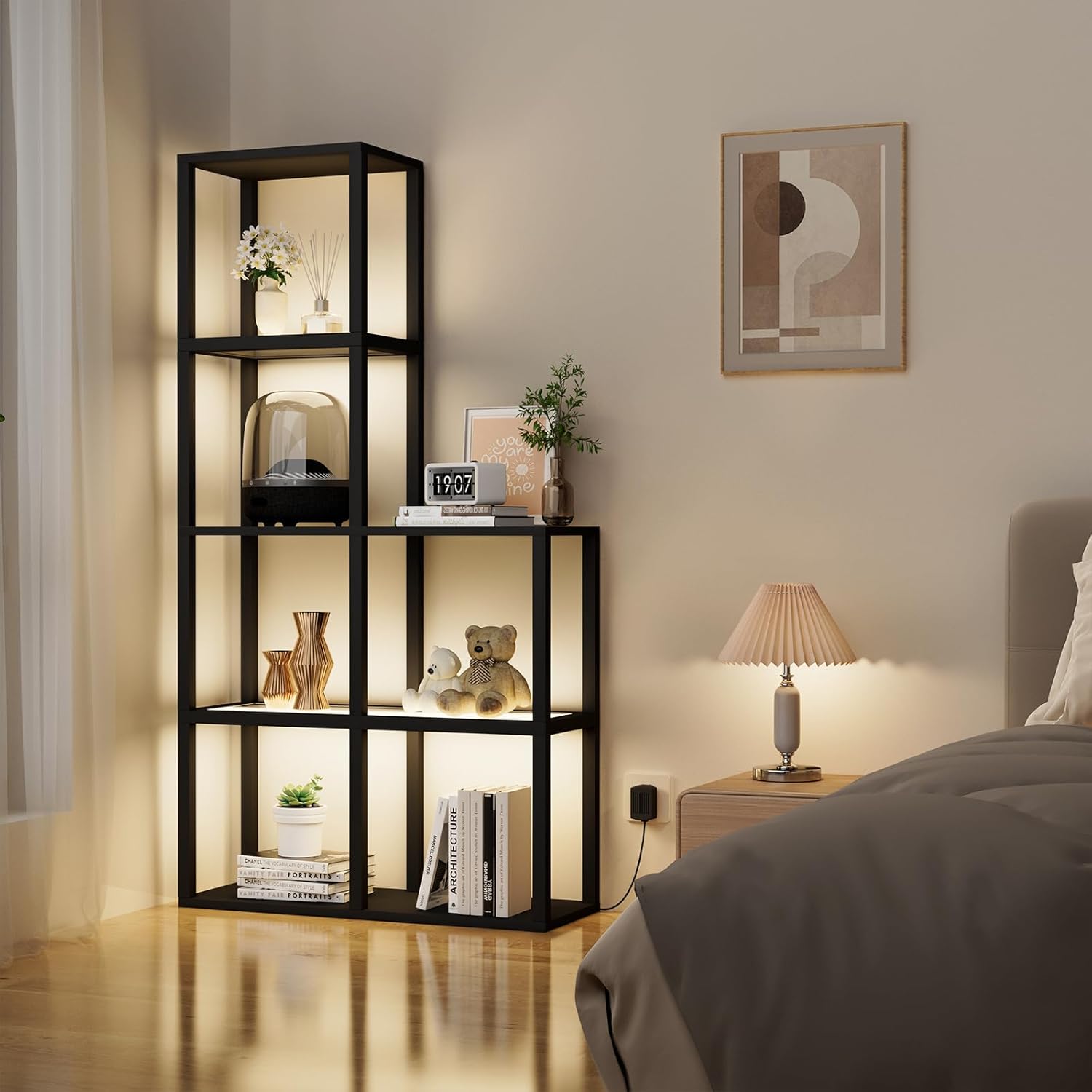 Modern 5-Tier LED Light Corner Display Shelf