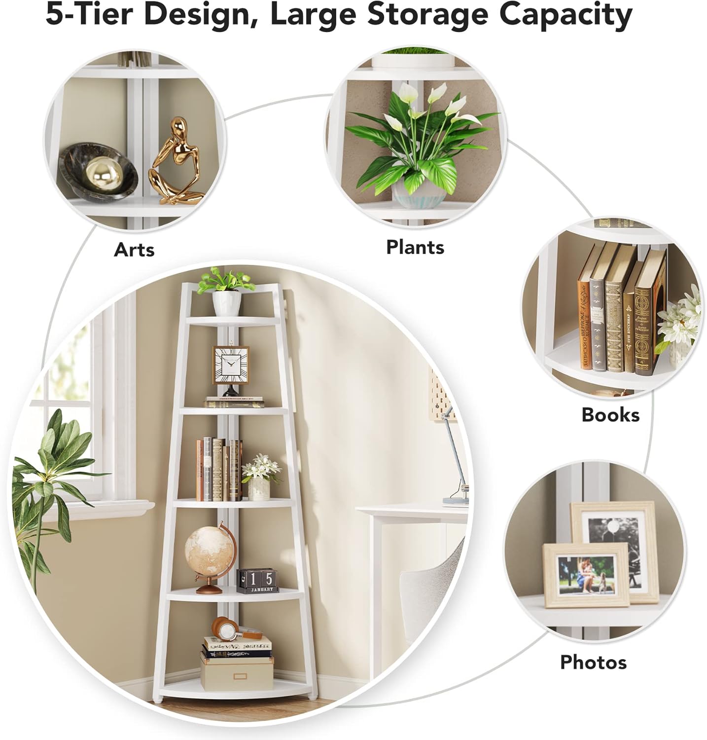 Tribesigns 70 Inch Tall Corner Bookshelf