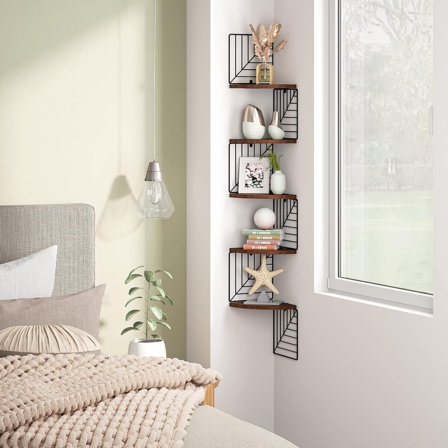 Love-KANKEI 5 Tier Corner Shelf Wall Mount