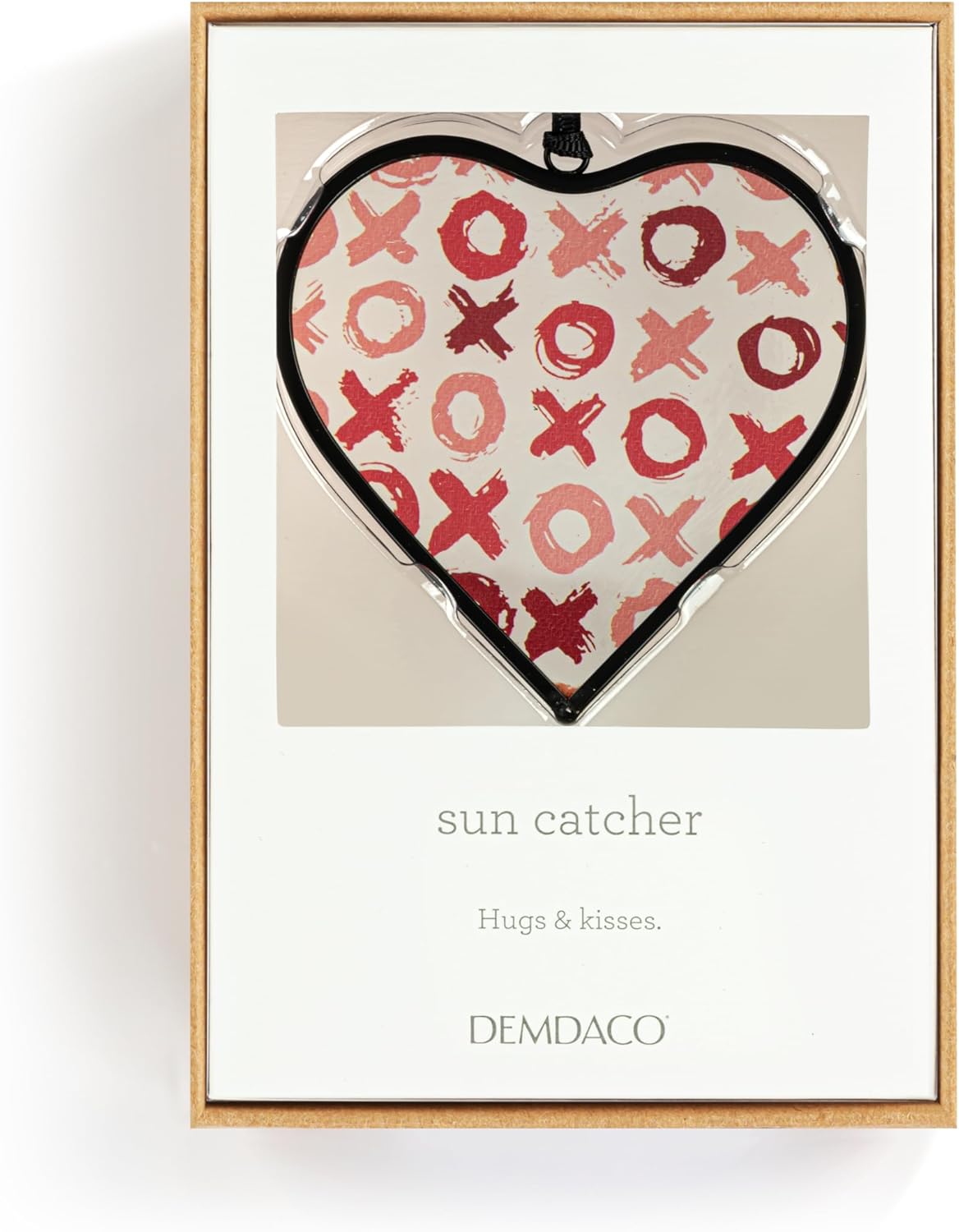DEMDACO OXOX Heart Suncatcher Hanging Ornament 3 Inch Red Pink